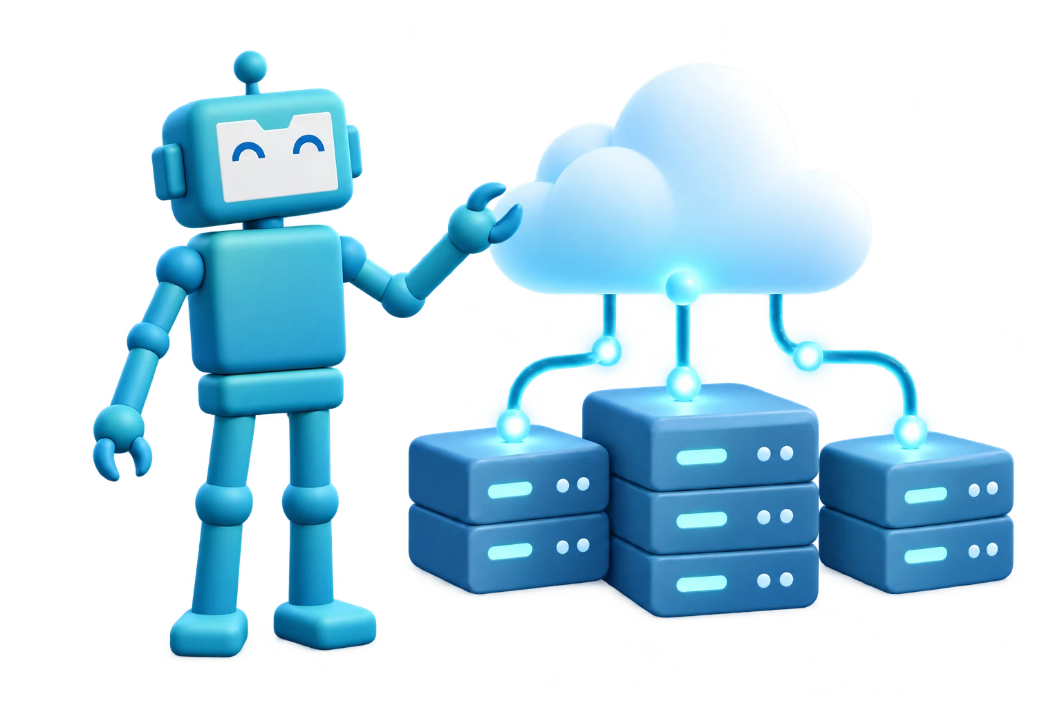 DigiPie’s official Digi mascot alongside connected cloud and server infrastructure.