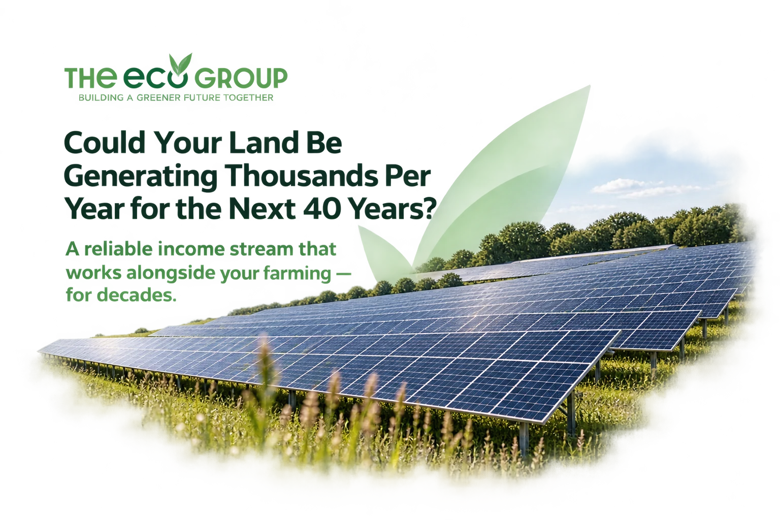 The Eco Group’s green branding and solar-service content presented together.
